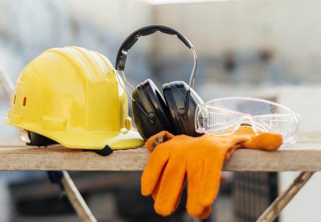 vista-frontal-dos-oculos-de-protecao-com-capacete-e-fones-de-ouvido